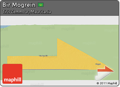Savanna Style 3D Map of Bir Mogrein, single color outside