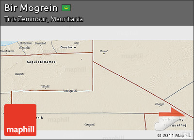 Shaded Relief 3D Map of Bir Mogrein