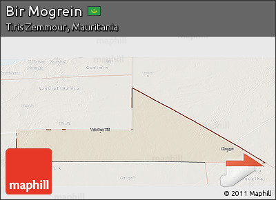 Shaded Relief 3D Map of Bir Mogrein, lighten