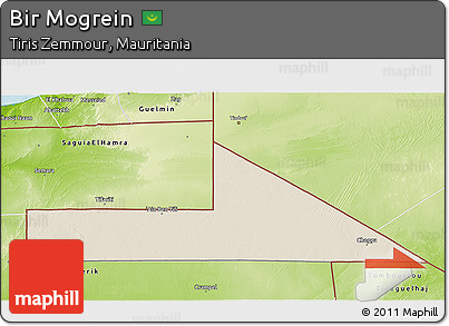 Shaded Relief 3D Map of Bir Mogrein, physical outside