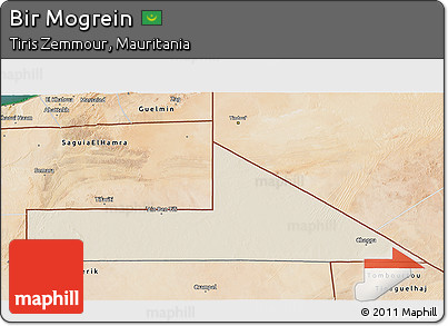 Shaded Relief 3D Map of Bir Mogrein, satellite outside