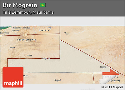 Shaded Relief 3D Map of Bir Mogrein, satellite outside