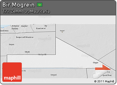 Silver Style 3D Map of Bir Mogrein