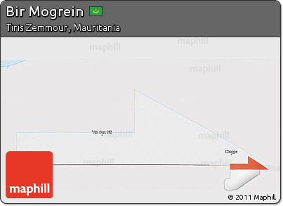 Silver Style 3D Map of Bir Mogrein, single color outside