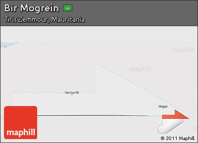 Silver Style 3D Map of Bir Mogrein, single color outside