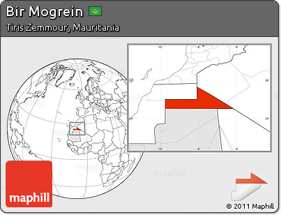 Blank Location Map of Bir Mogrein, highlighted country