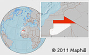 Gray Location Map of Bir Mogrein, highlighted parent region, hill shading