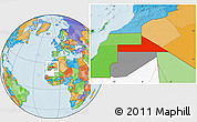 Political Location Map of Bir Mogrein, highlighted country, highlighted parent region