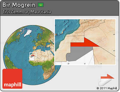 Satellite Location Map of Bir Mogrein, highlighted country, highlighted parent region