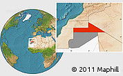 Satellite Location Map of Bir Mogrein, highlighted country, highlighted parent region