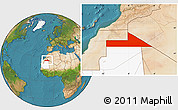 Satellite Location Map of Bir Mogrein, highlighted country