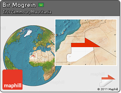 Satellite Location Map of Bir Mogrein, highlighted parent region