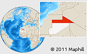 Shaded Relief Location Map of Bir Mogrein, highlighted parent region