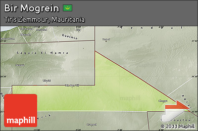Physical Map of Bir Mogrein, semi-desaturated