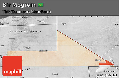Satellite Map of Bir Mogrein, desaturated