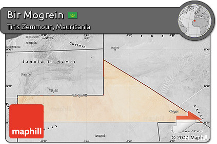 Satellite Map of Bir Mogrein, desaturated
