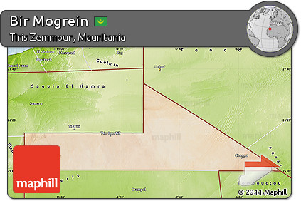 Satellite Map of Bir Mogrein, physical outside