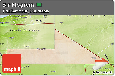Satellite Map of Bir Mogrein, physical outside