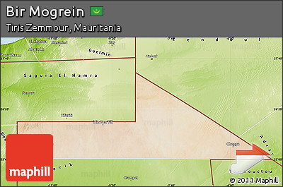 Satellite Map of Bir Mogrein, physical outside