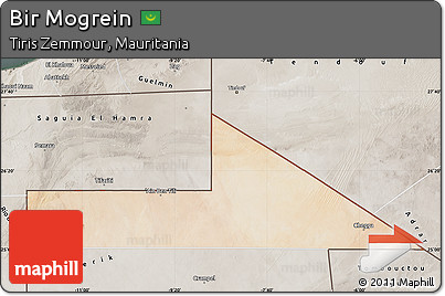 Satellite Map of Bir Mogrein, semi-desaturated