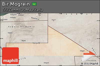 Satellite Map of Bir Mogrein, semi-desaturated