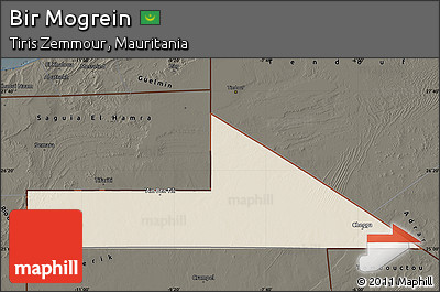 Shaded Relief Map of Bir Mogrein, darken