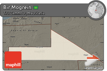 Shaded Relief Map of Bir Mogrein, darken