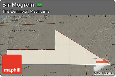 Shaded Relief Map of Bir Mogrein, darken
