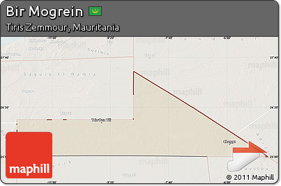 Shaded Relief Map of Bir Mogrein, lighten