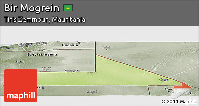 Physical Panoramic Map of Bir Mogrein, semi-desaturated