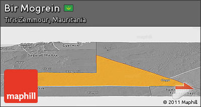 Political Panoramic Map of Bir Mogrein, desaturated