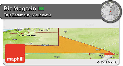 Political Panoramic Map of Bir Mogrein, physical outside