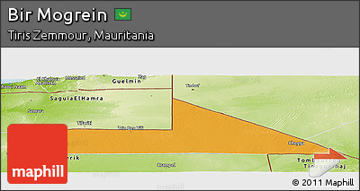 Political Panoramic Map of Bir Mogrein, physical outside