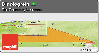 Political Panoramic Map of Bir Mogrein, physical outside