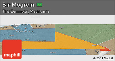 Political Panoramic Map of Bir Mogrein, semi-desaturated