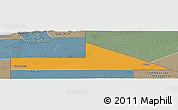 Political Panoramic Map of Bir Mogrein, semi-desaturated