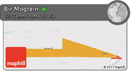 Political Panoramic Map of Bir Mogrein, single color outside