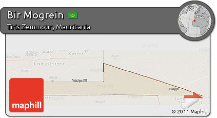 Shaded Relief Panoramic Map of Bir Mogrein, lighten