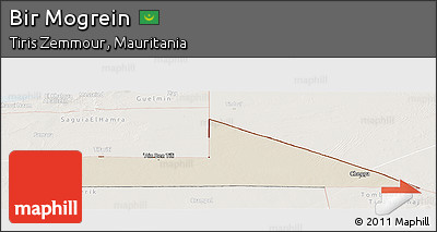 Shaded Relief Panoramic Map of Bir Mogrein, lighten