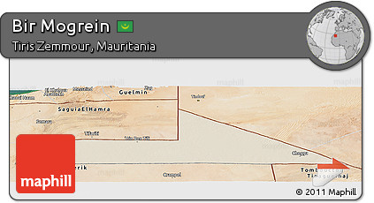 Shaded Relief Panoramic Map of Bir Mogrein, satellite outside