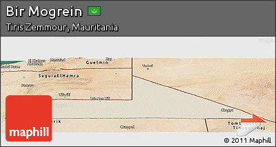 Shaded Relief Panoramic Map of Bir Mogrein, satellite outside