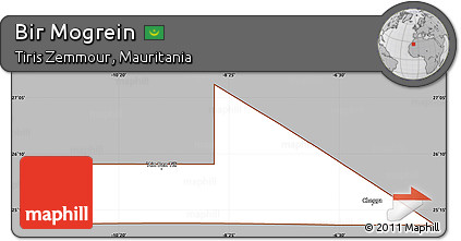 Gray Simple Map of Bir Mogrein, cropped outside