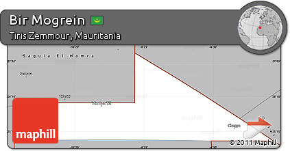 Gray Simple Map of Bir Mogrein
