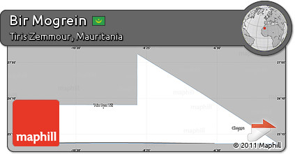 Gray Simple Map of Bir Mogrein, single color outside