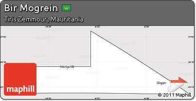 Silver Style Simple Map of Bir Mogrein, cropped outside