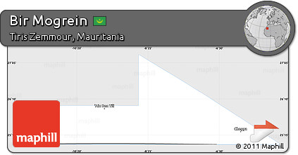 Silver Style Simple Map of Bir Mogrein, single color outside