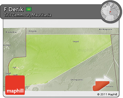 Physical 3D Map of F Derik, semi-desaturated