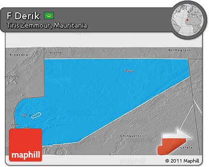 Political 3D Map of F Derik, desaturated