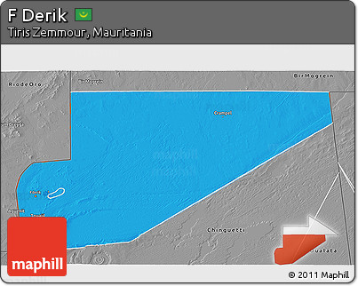 Political 3D Map of F Derik, desaturated