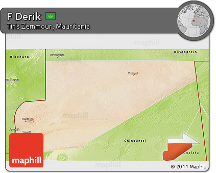 Satellite 3D Map of F Derik, physical outside